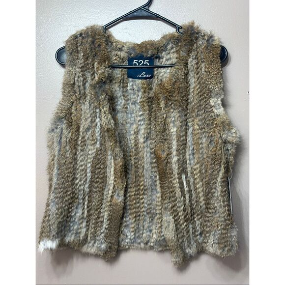 NWT 525 America Luxe Classic Brown 100% Rabbit Fur Vest Women's Small - Picture 2 of 10